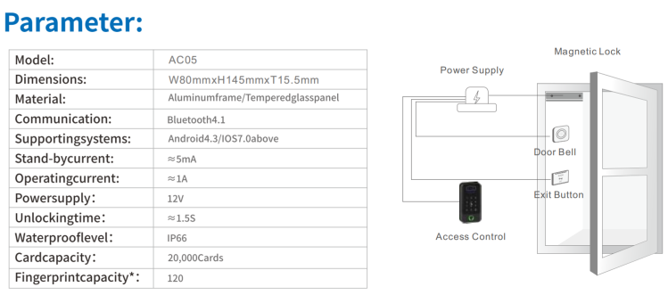 smart door access control AC05 Tuya