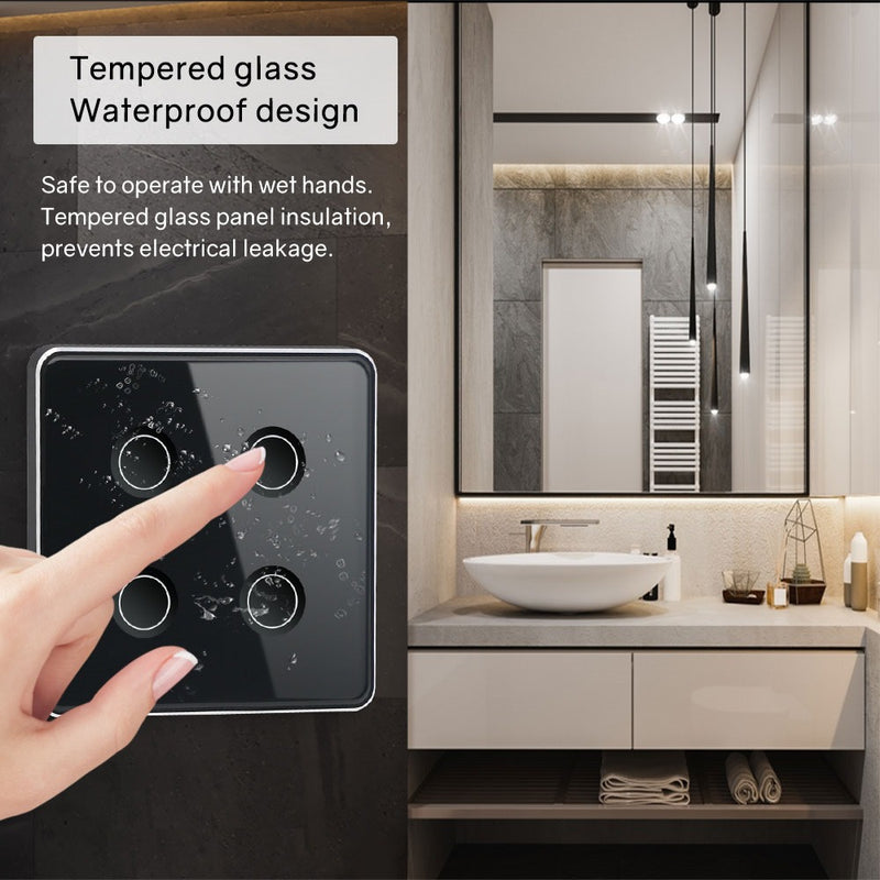 Smart Lights Switch Touch Glass Panel 3D Concave Button - ZigBee