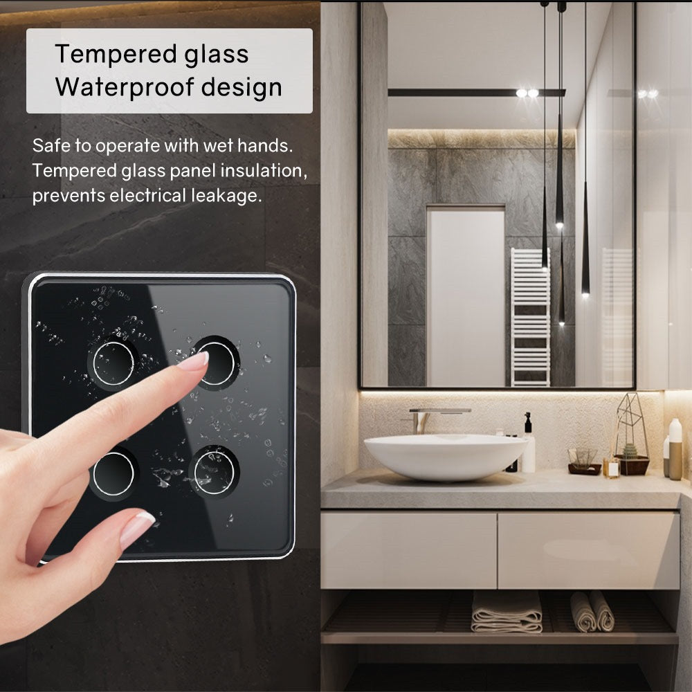 Smart Lights Switch Touch Glass Panel Zigbee 3D Concave Touch Button Rose Gold Outline