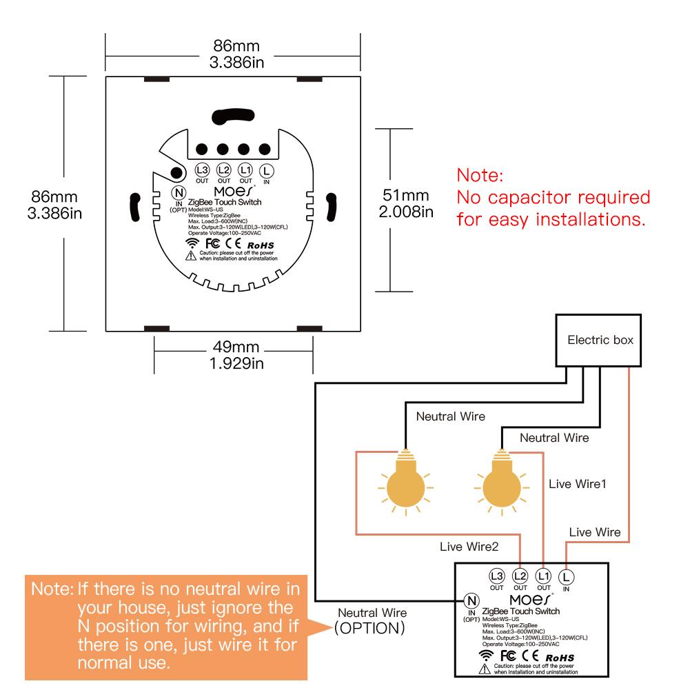 Smart light Switch Touch Zigbee
