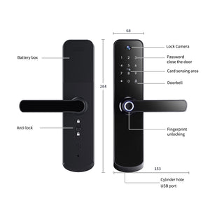 Smart Tuya door lock handle with intercom A270