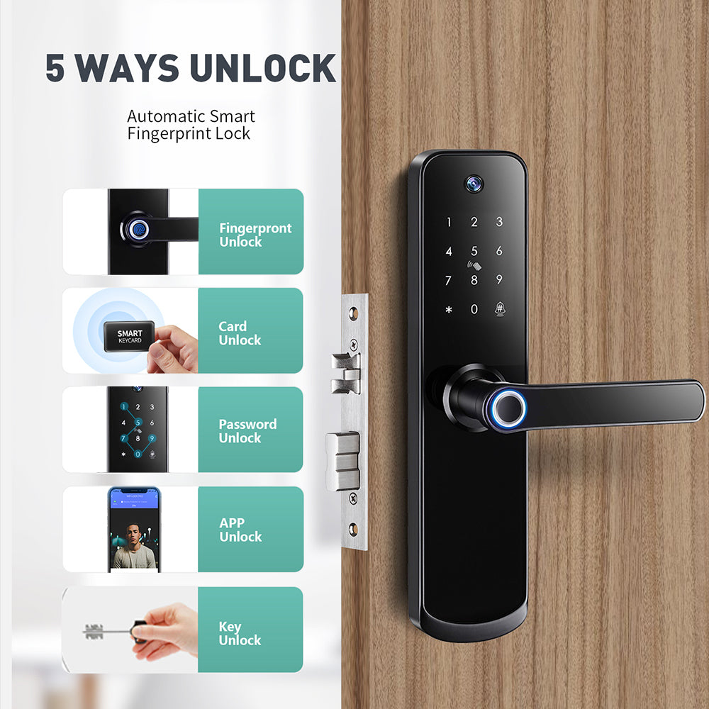 Smart Tuya door lock handle with intercom A270