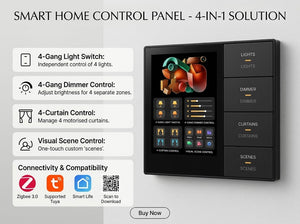 Smart lights & curtain control panel ZigBee 4 gang