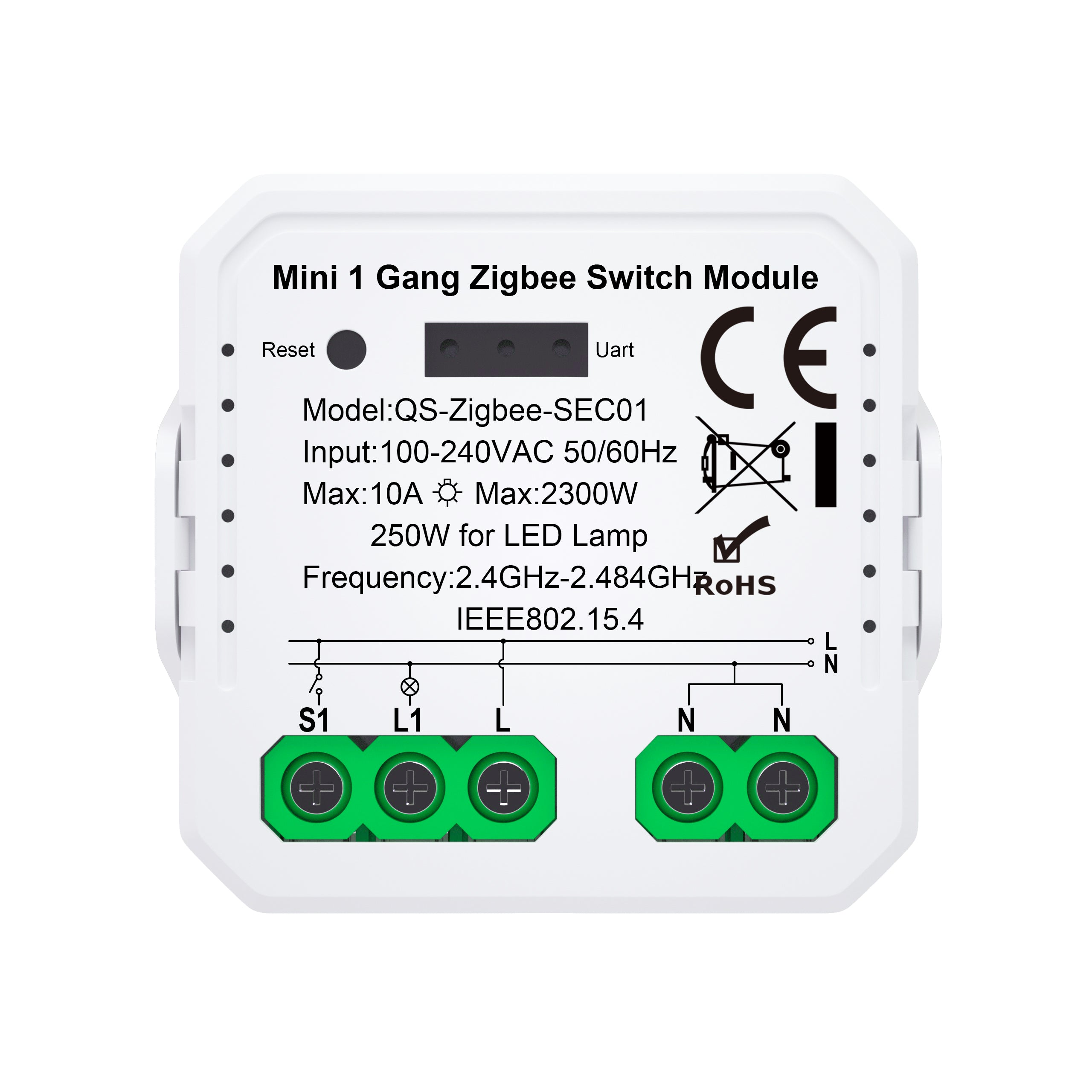 Smart switch module 1 gang - Zigbee